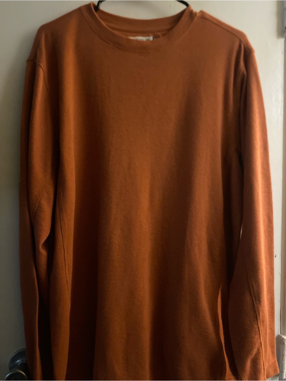 Men's Long Sleeve waffleCrewneck Shirt - Burnt Orange